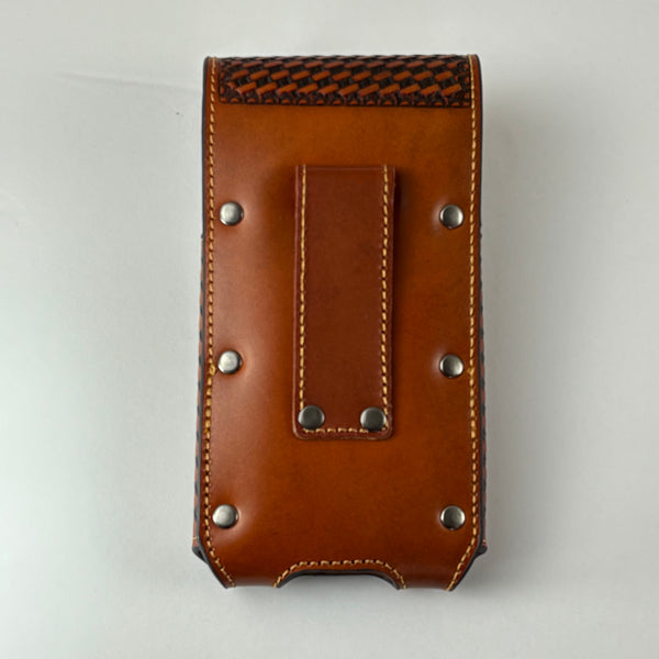 7" LONE STAR LEATHER HOLSTER TAN BROWN STAR POUCH EXTRA LARGE  BELT LOOP CELL PHONE CASE UNIVERSAL OVERSIZE #EH12702