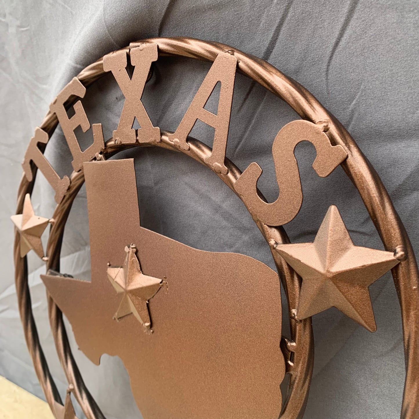 12" STATE OF TEXAS MAP RUSTIC BRONZE TWISTED RING METAL SIGN WESTERN HOME DECOR HANDMADE NEW