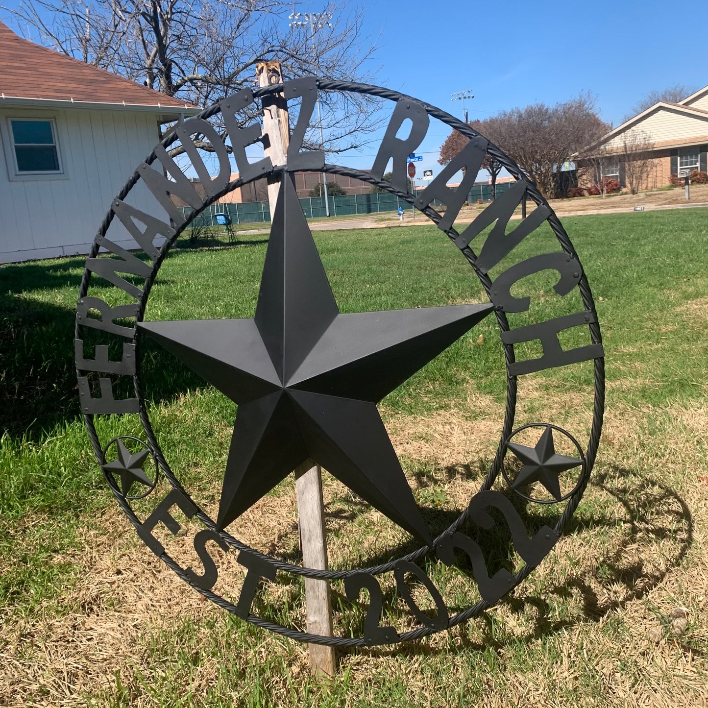 FERNANDEZ RANCH STYLE YOUR CUSTOM NAME STAR BARN STAR METAL LONE STAR WESTERN HOME DECOR RUSTIC BLACK HANDMADE 24",32",36",50"
