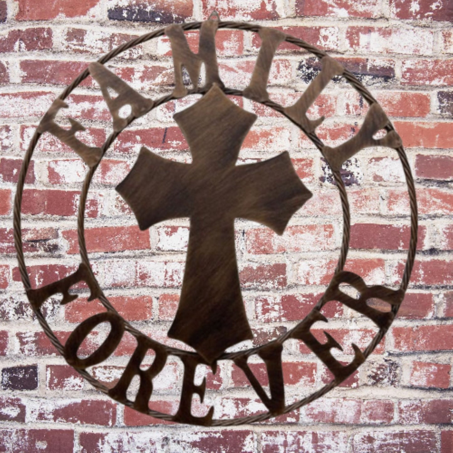 FAMILY FOREVER CROSS 25" METAL WALL ART WESTERN HOME DECOR HANDMADE NEW #EH13171