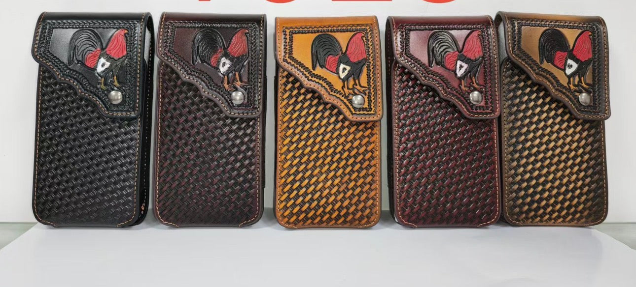 7" ROOSTER PHONE HOLSTER LEATHER LARGE BELT LOOP CASE UNIVERSAL HANDMADE