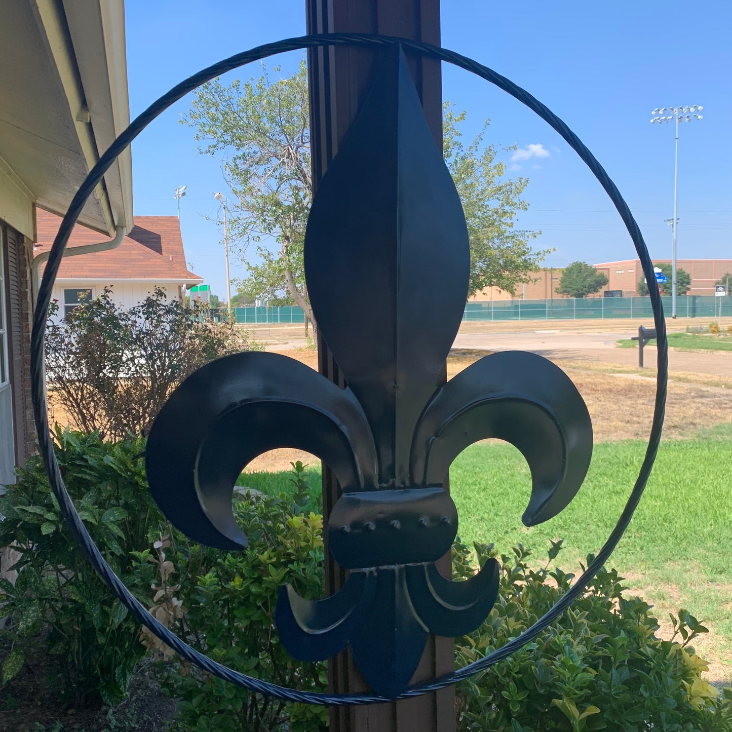 NAVY BLUE 24",36" FLEUR DE LIS METAL WALL ART SIGN WESTERN HOME DECOR HANDMADE NEW #EH10764