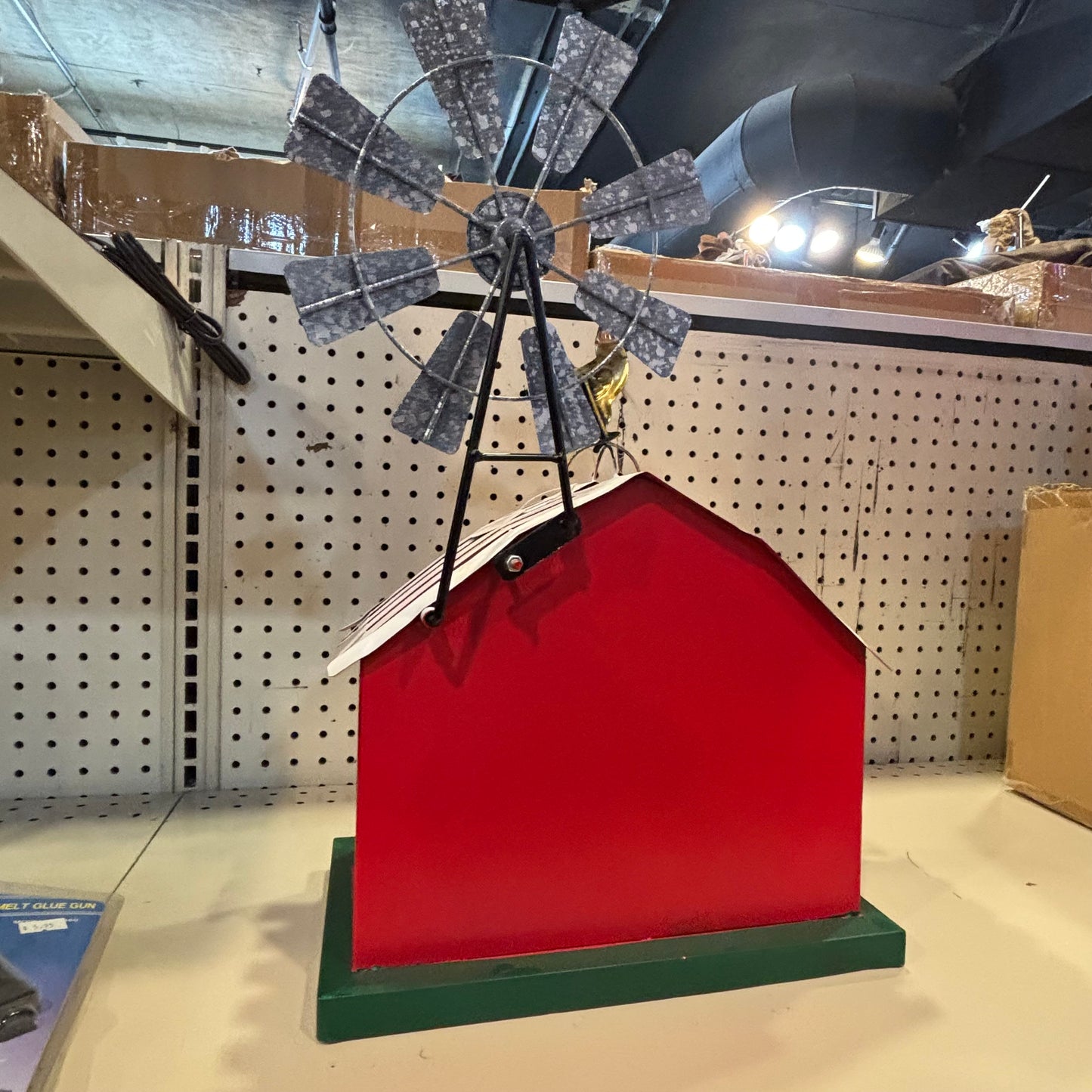 FARMERS CHRISTMAS RED BARN 13" x 20" x 7" METAL WESTERN HOME DECOR HANDMADE #EH13586