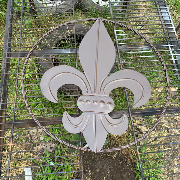 FLEUR DE LIS BROWN METAL WALL ART SIGN WESTERN HOME DECOR HANDMADE NEW 12",18",24",32"