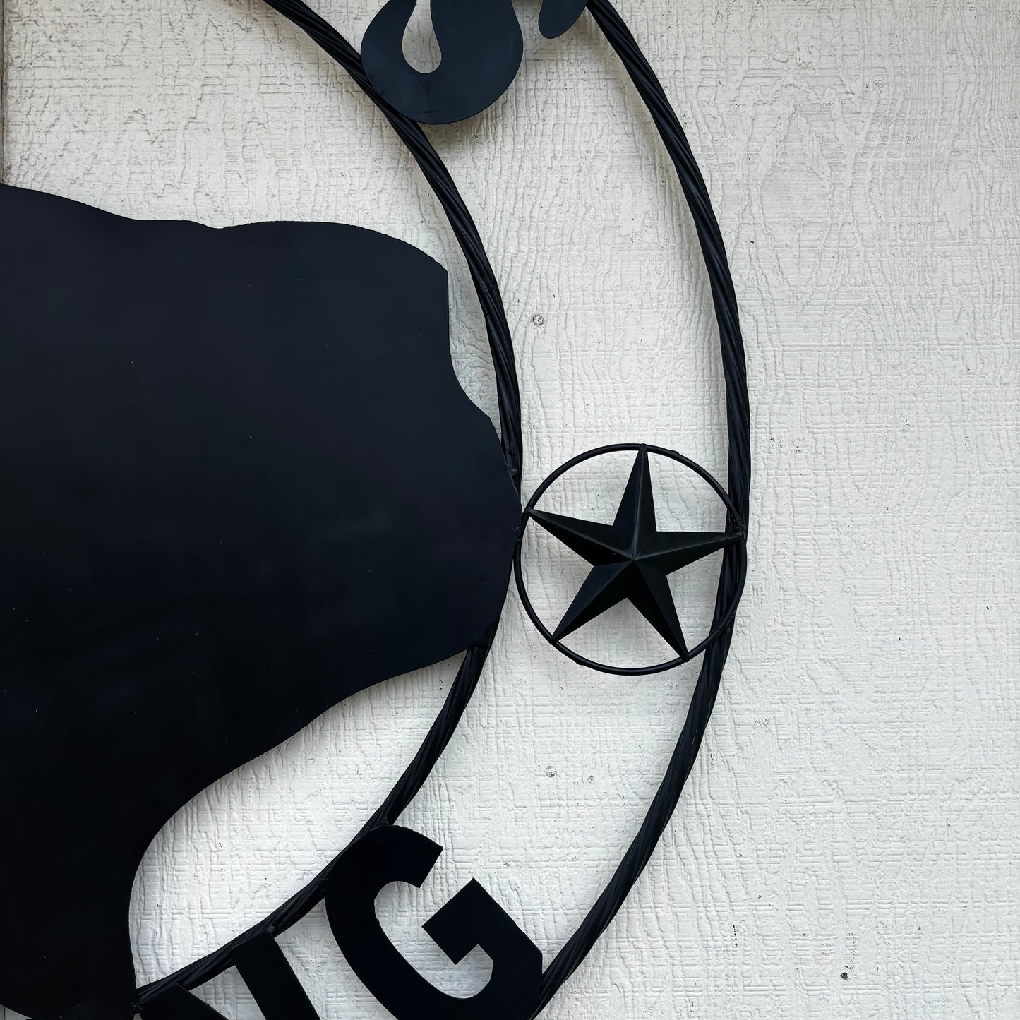 TEXAS STRONG BLACK METAL SIGN WESTERN HOME DECOR HANDMADE