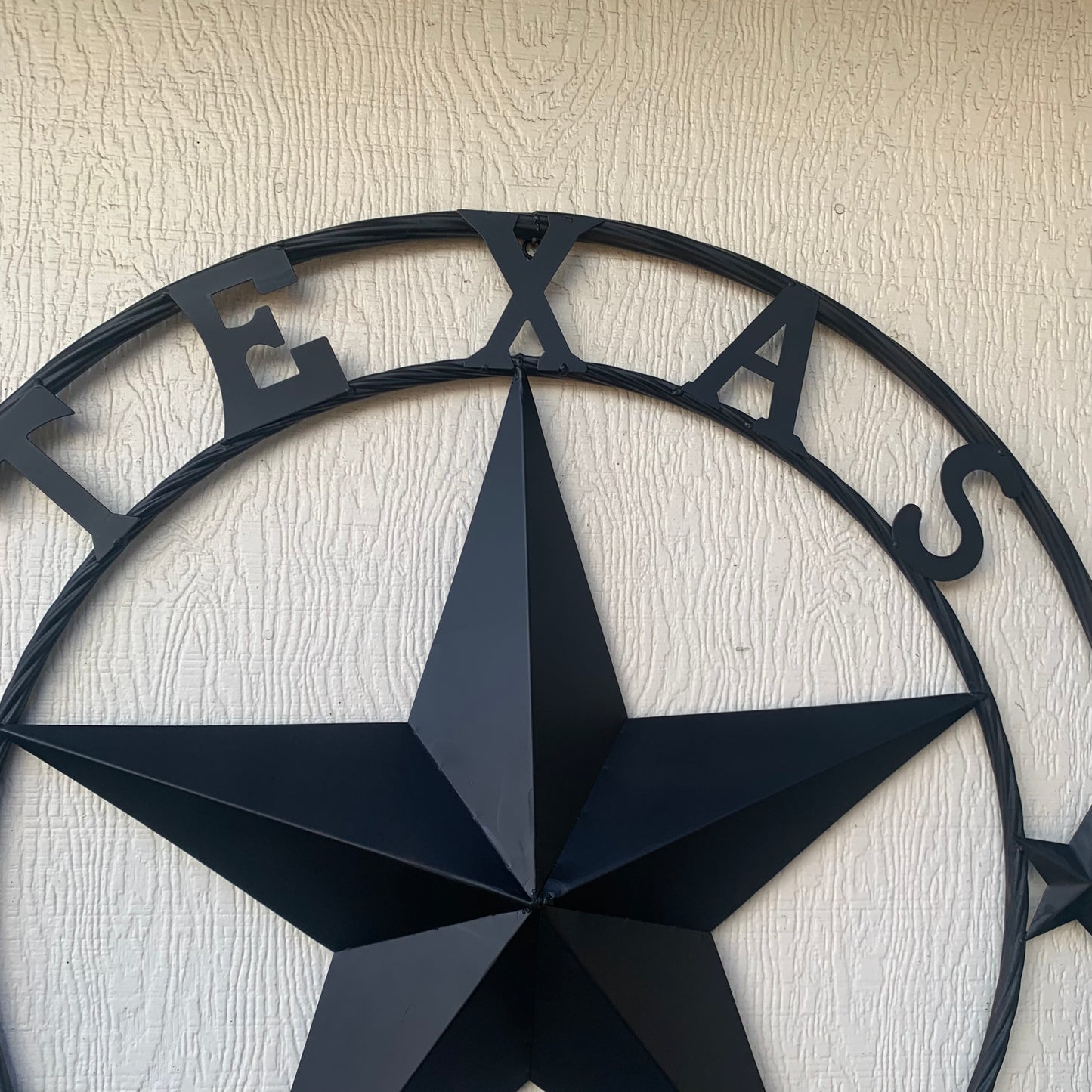 TEXAS LONESTAR WITH 3 SMALL STARS BARN STAR METAL RUSTIC BLACK TWISTED ROPE RING WESTERN HOME DECOR HANDMADE NEW