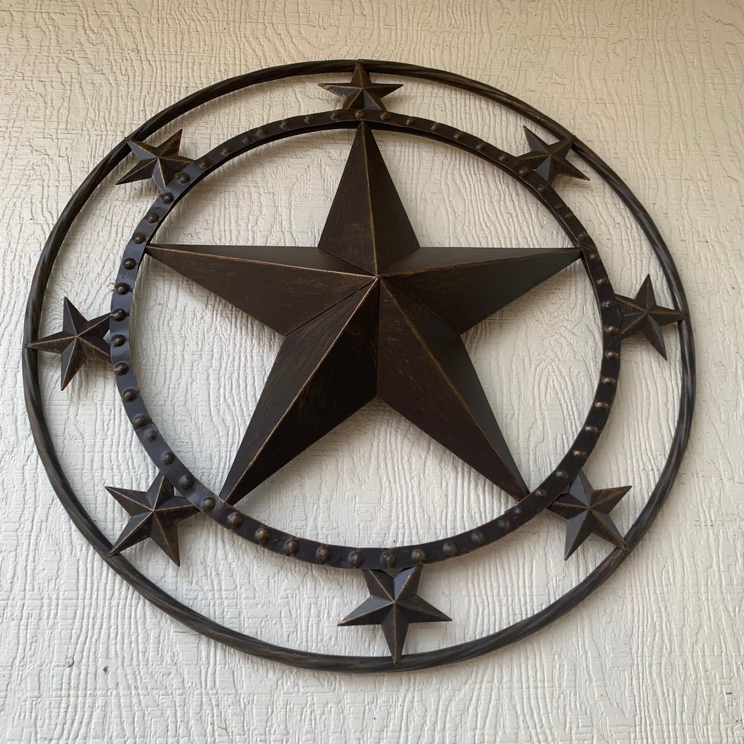 24" MULTI STAR BEADED COLIBROX BARN STAR METAL LONESTAR WESTERN HOME DECOR HANDMADE RUSTIC DARK BRONZE NEW