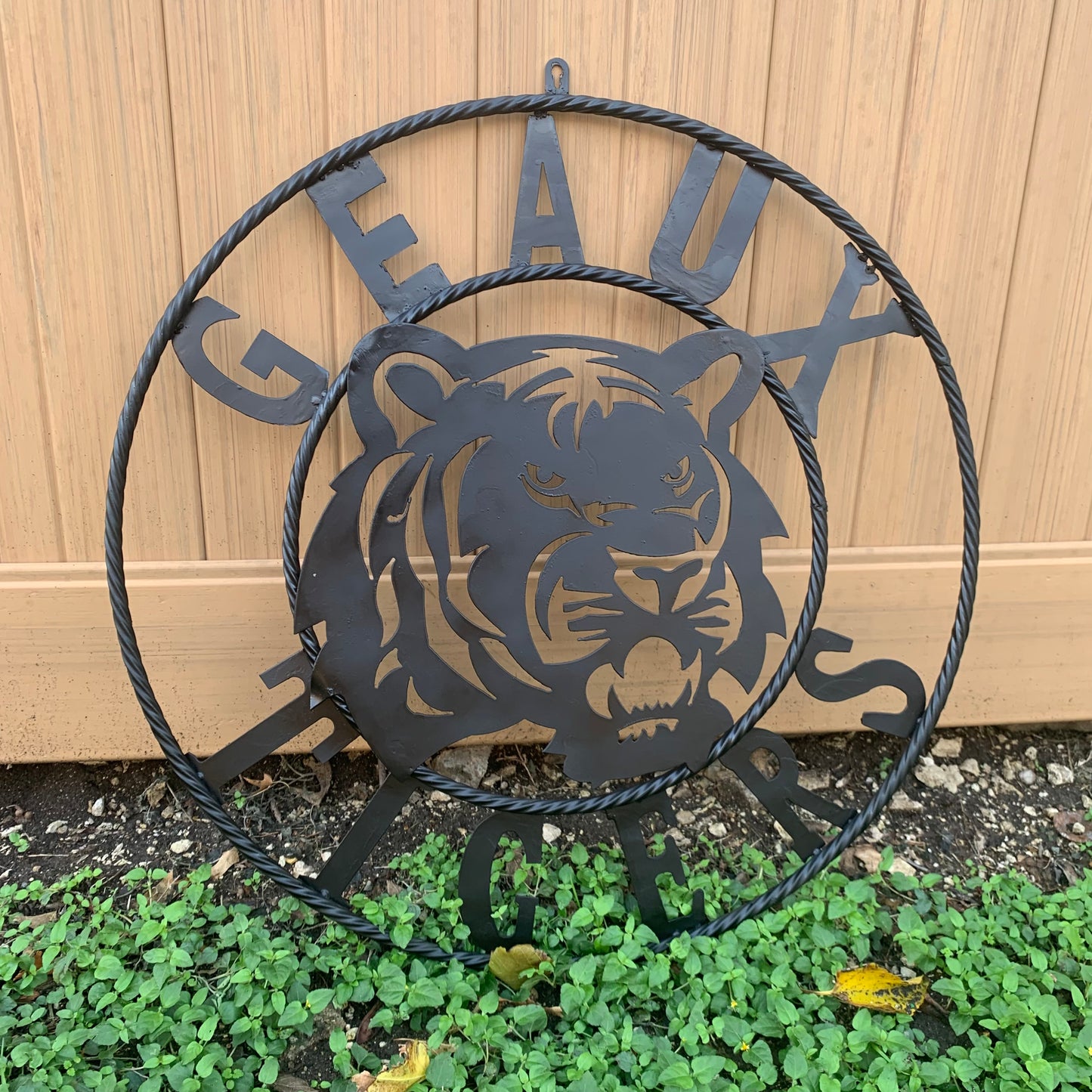 GEAUX TIGERS BLACK CUSTOM METAL VINTAGE CRAFT SIGN TEAM HANDMADE