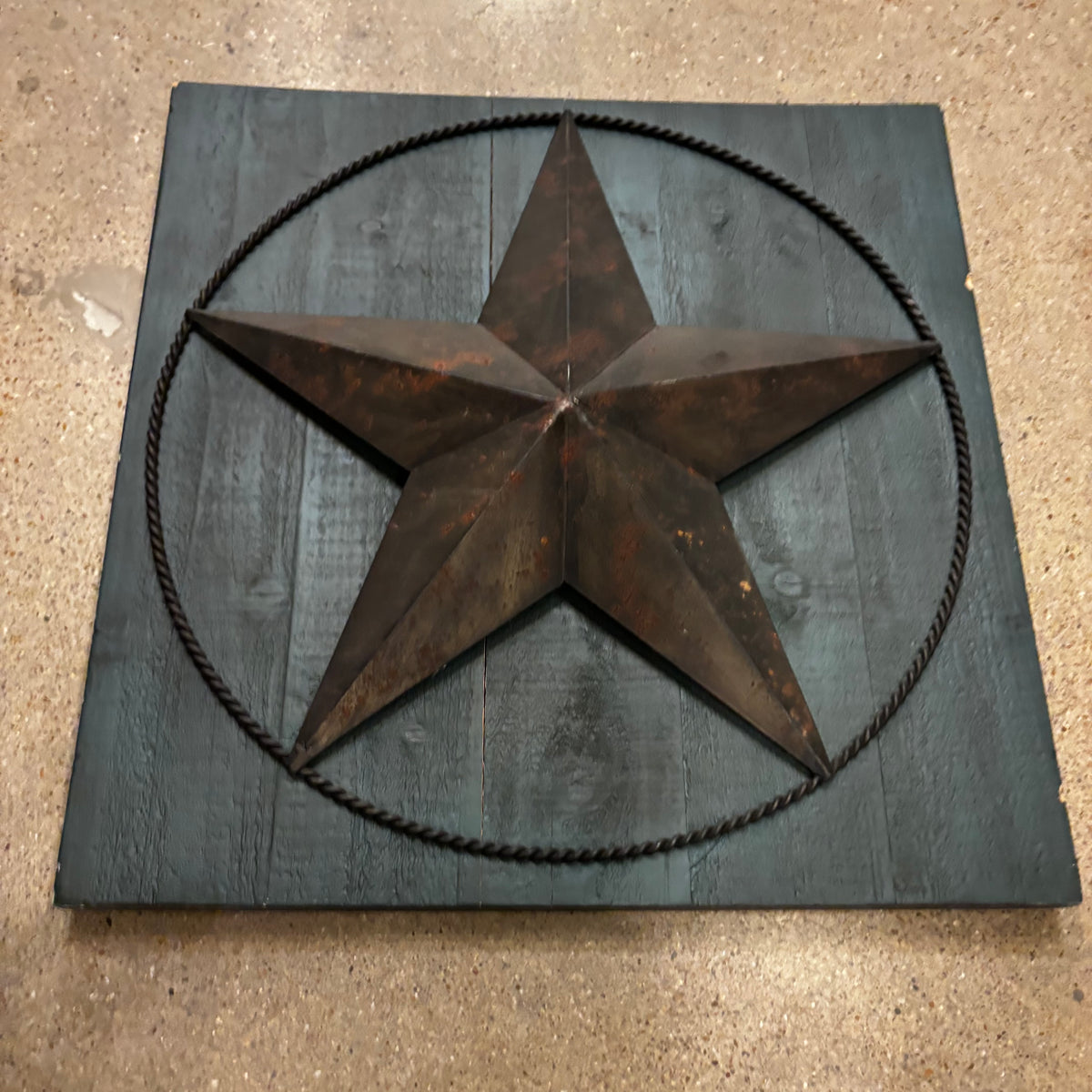 METAL STAR ON WOOD PANEL WESTERN HOME DECOR HANDMADE