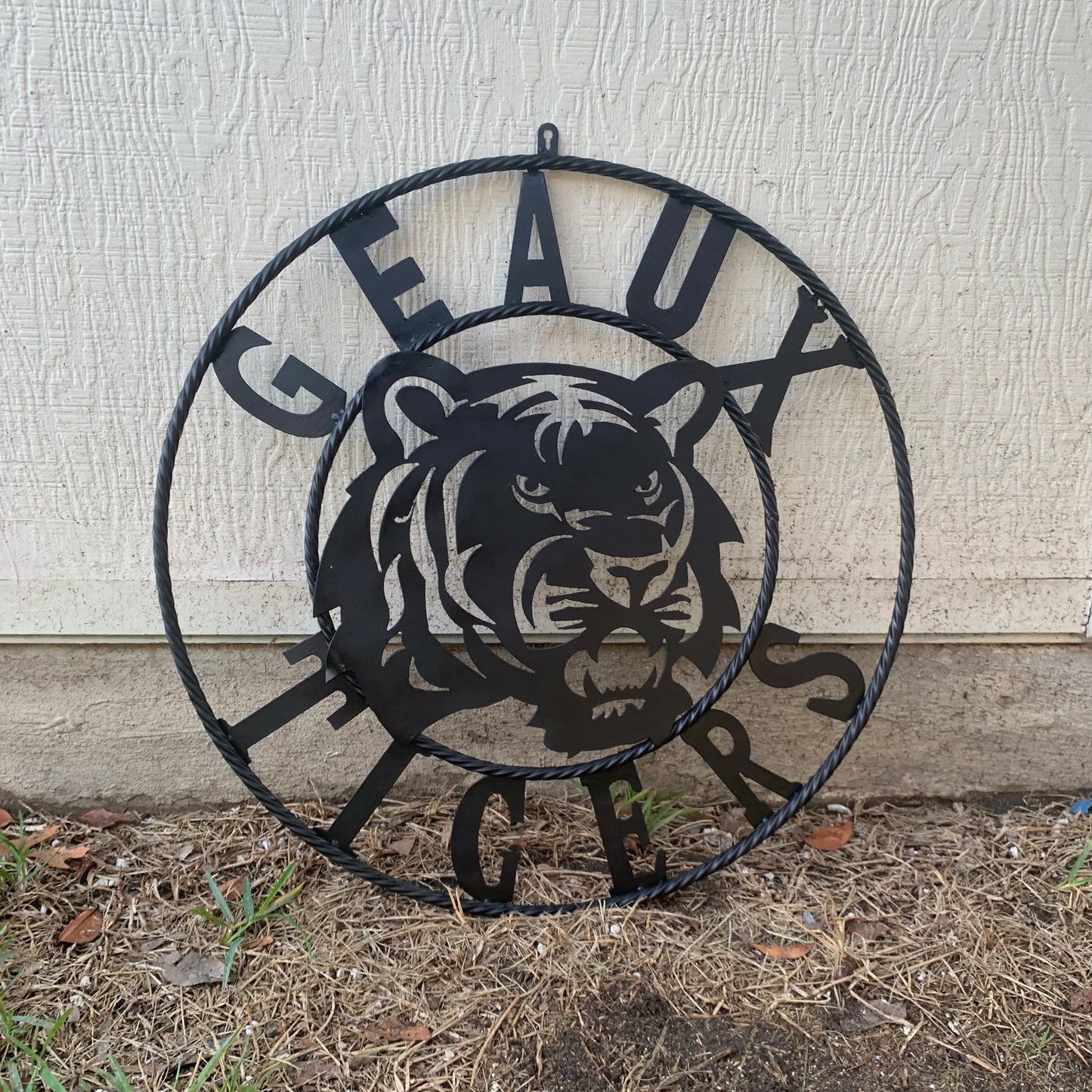 GEAUX TIGERS BLACK CUSTOM METAL VINTAGE CRAFT SIGN TEAM HANDMADE