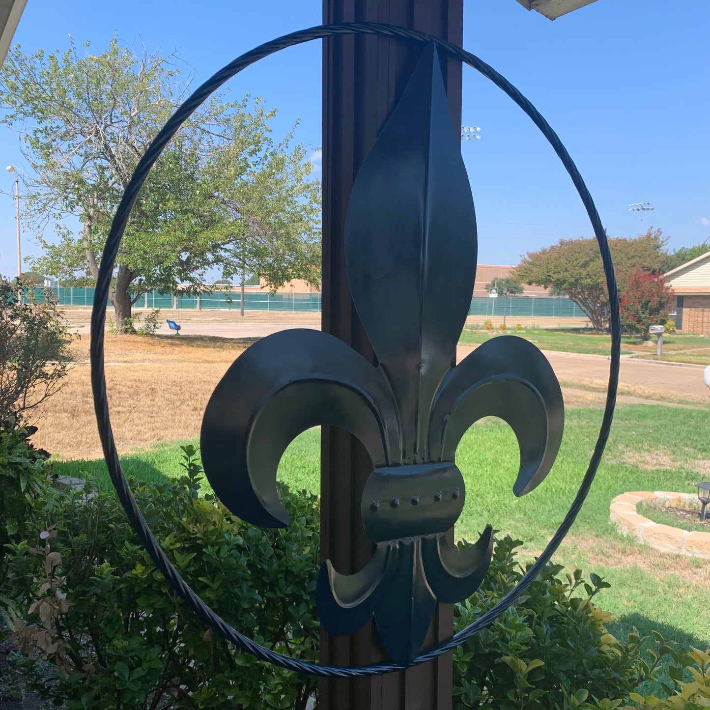 NAVY BLUE 24",36" FLEUR DE LIS METAL WALL ART SIGN WESTERN HOME DECOR HANDMADE NEW #EH10764