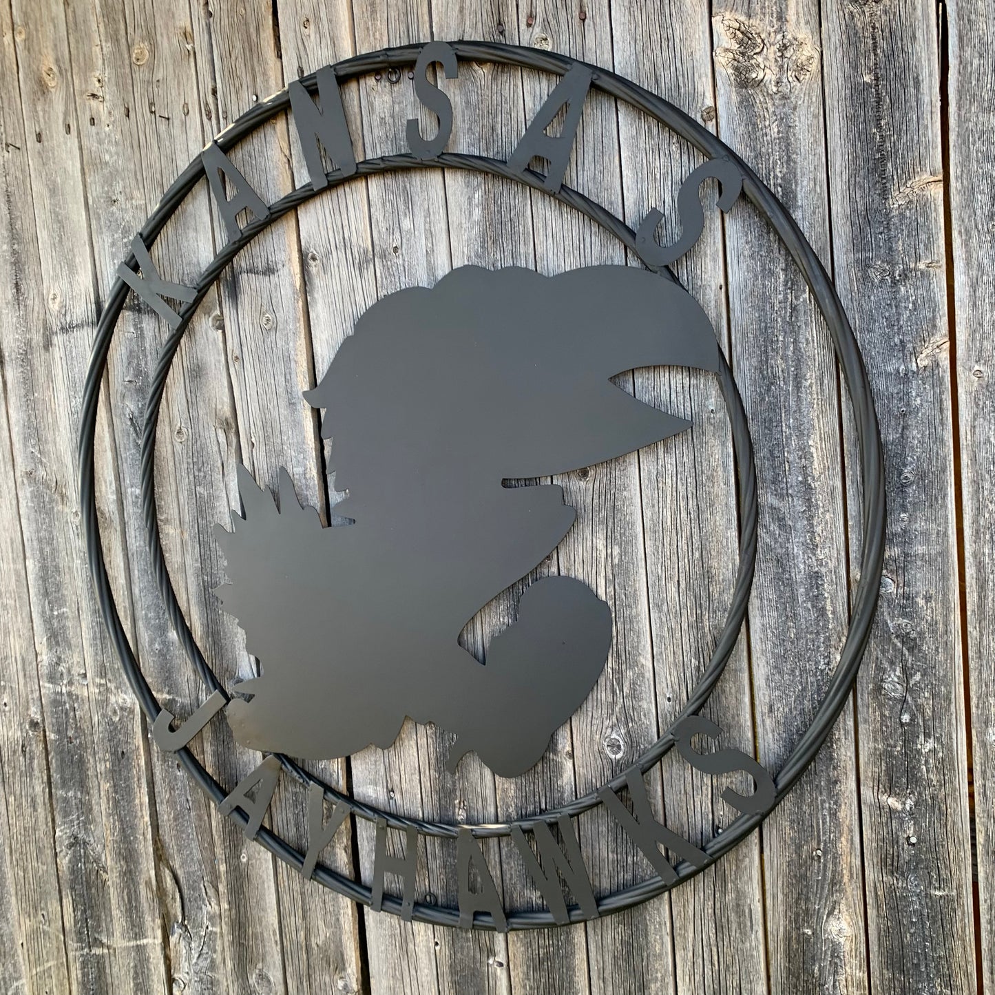 KANSAS JAYHAWKS BLACK CUSTOM METAL VINTAGE CRAFT SIGN WALL ART TEAM SIGN HANDMADE