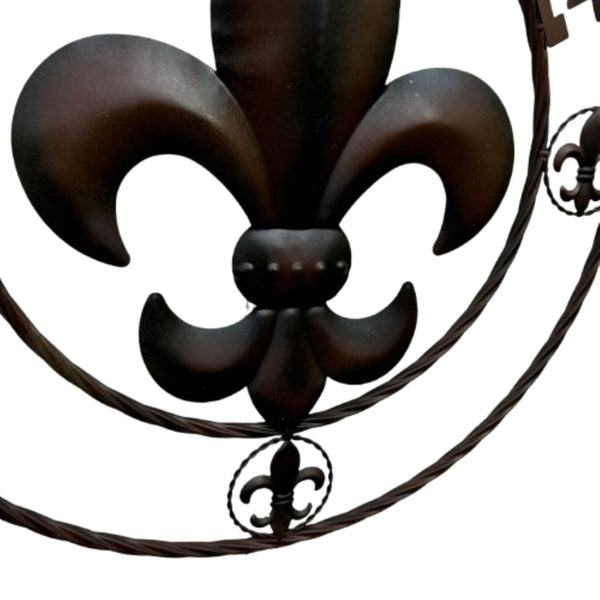 WELCOME FLEUR DE LIS BROWN & BLACK SHADE METAL WALL ART WESTERN HOME DECOR HANDMADE #EH11997