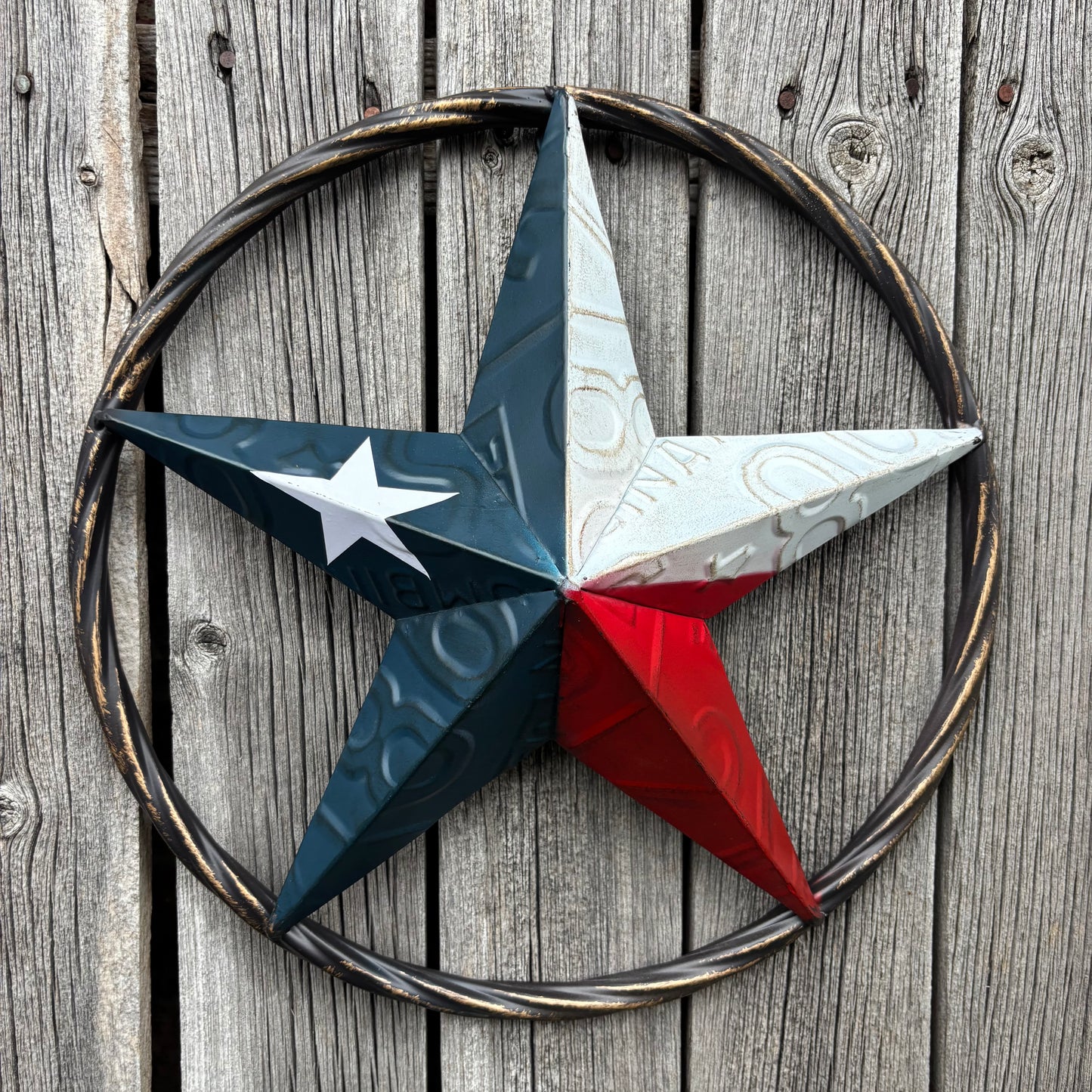 RED WHITE BLUE LICENSE PLATE METAL BARN LONESTAR WESTERN HOME DECOR HANDMADE EH13325
