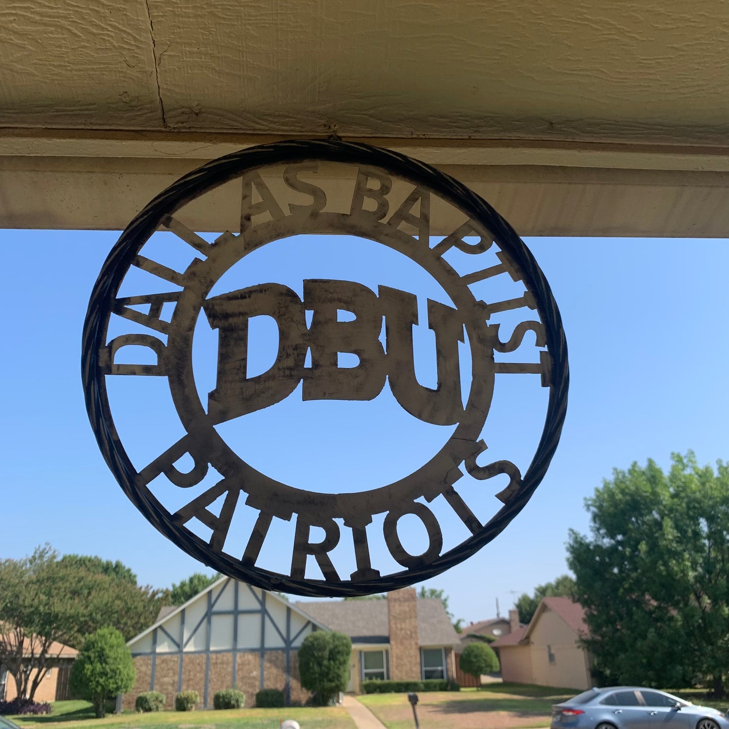 DBU DALLAS BAPTIST PATRIOTS CUSTOM RAW METAL NO PAINT VINTAGE METAL CRAFT SIGN TEAM WESTERN HOME DECOR HANDMADE