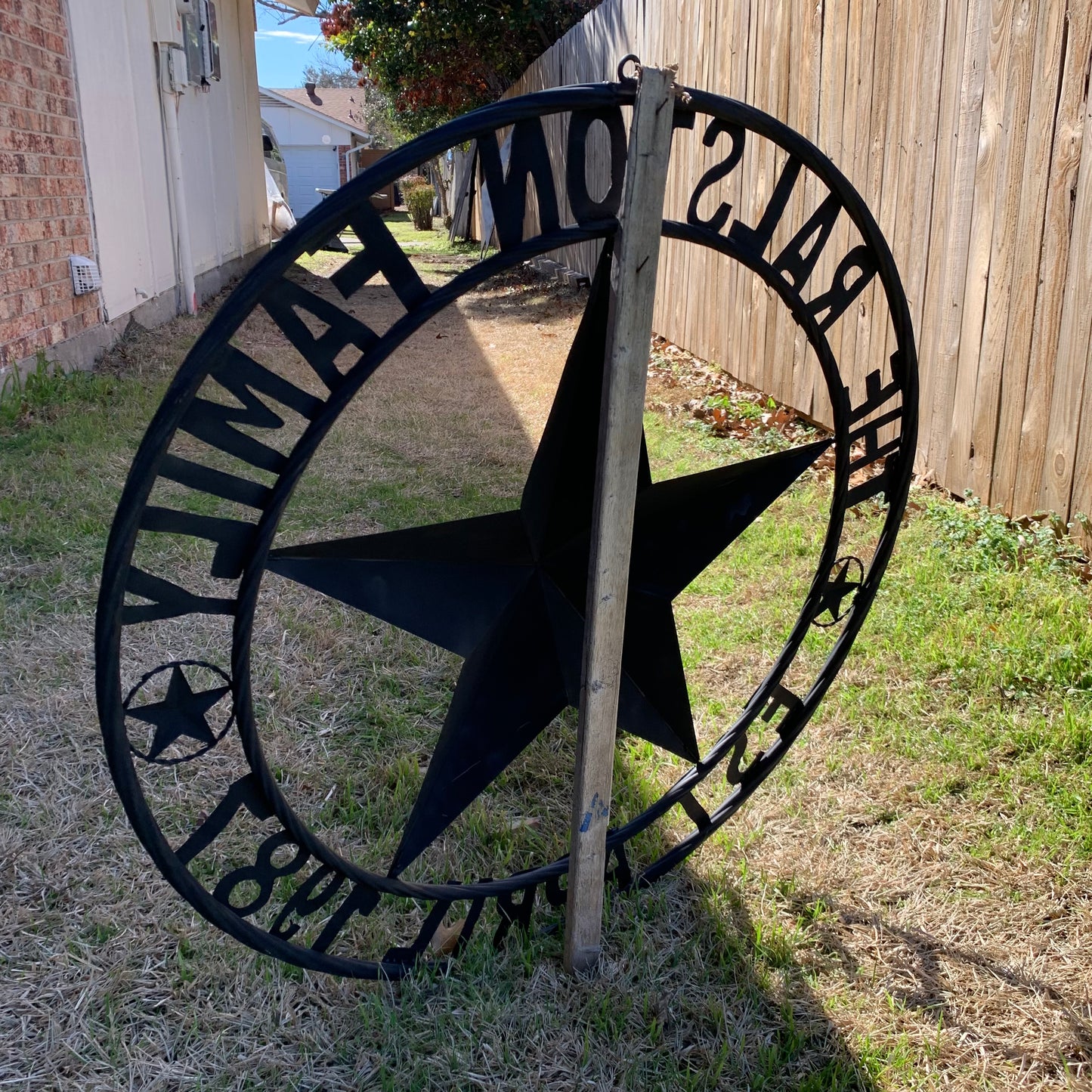 RALSTON FAMILY STYLE CUSTOM NAME STAR BARN METAL STAR 3d TWISTED ROPE RING WESTERN HOME DECOR RUSTIC BLACK HANDMADE 24",32",36",50"