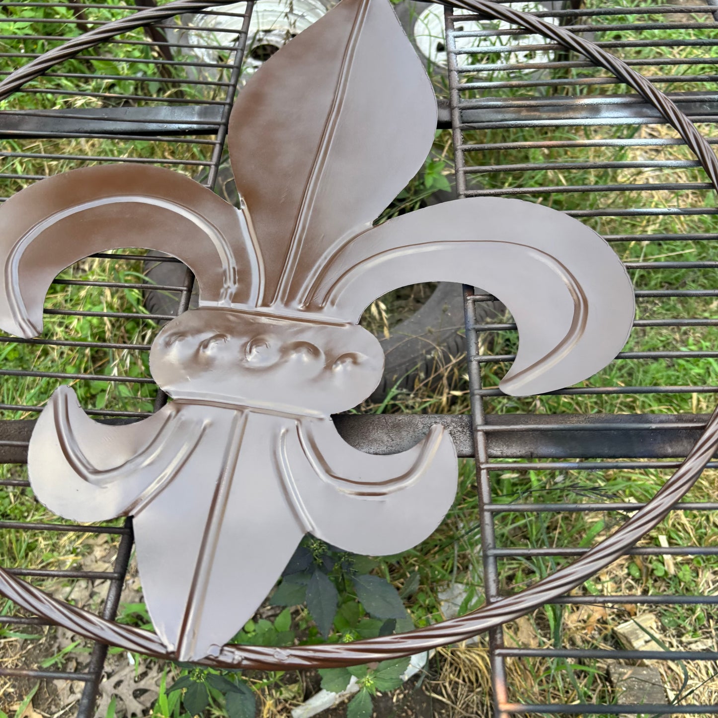 FLEUR DE LIS BROWN METAL WALL ART SIGN WESTERN HOME DECOR HANDMADE NEW 12",18",24",32"