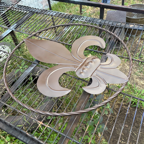 FLEUR DE LIS BROWN METAL WALL ART SIGN WESTERN HOME DECOR HANDMADE NEW 12",18",24",32"