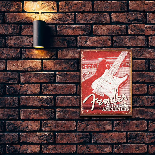 #1860 FENDER WEATHERED G&A MUSIC TIN SIGN METAL WALL ART WESTERN HOME DECOR NEW 16" X 12.5"