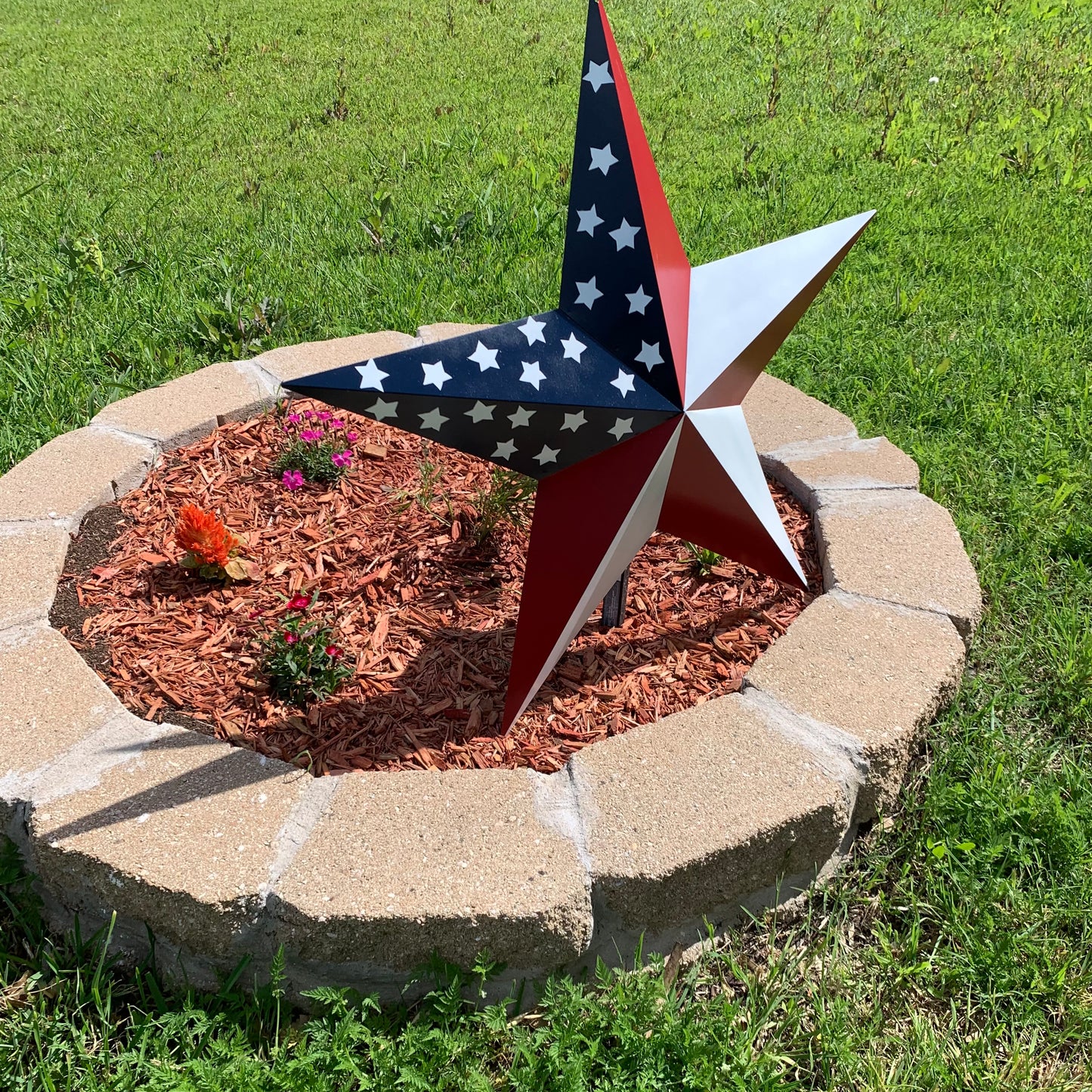 USA FLAG STAR STYLE# 5 RED WHITE & BLUE AMERICANA METAL BARN STAR WALL ART HANDMADE TO ORDER NEW #EH13380