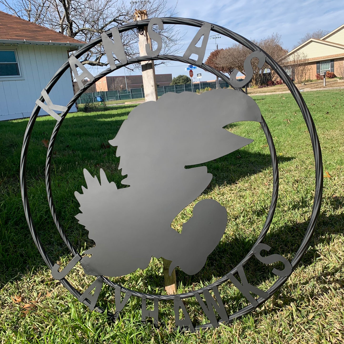 KANSAS JAYHAWKS BLACK CUSTOM METAL VINTAGE CRAFT SIGN WALL ART TEAM SIGN HANDMADE