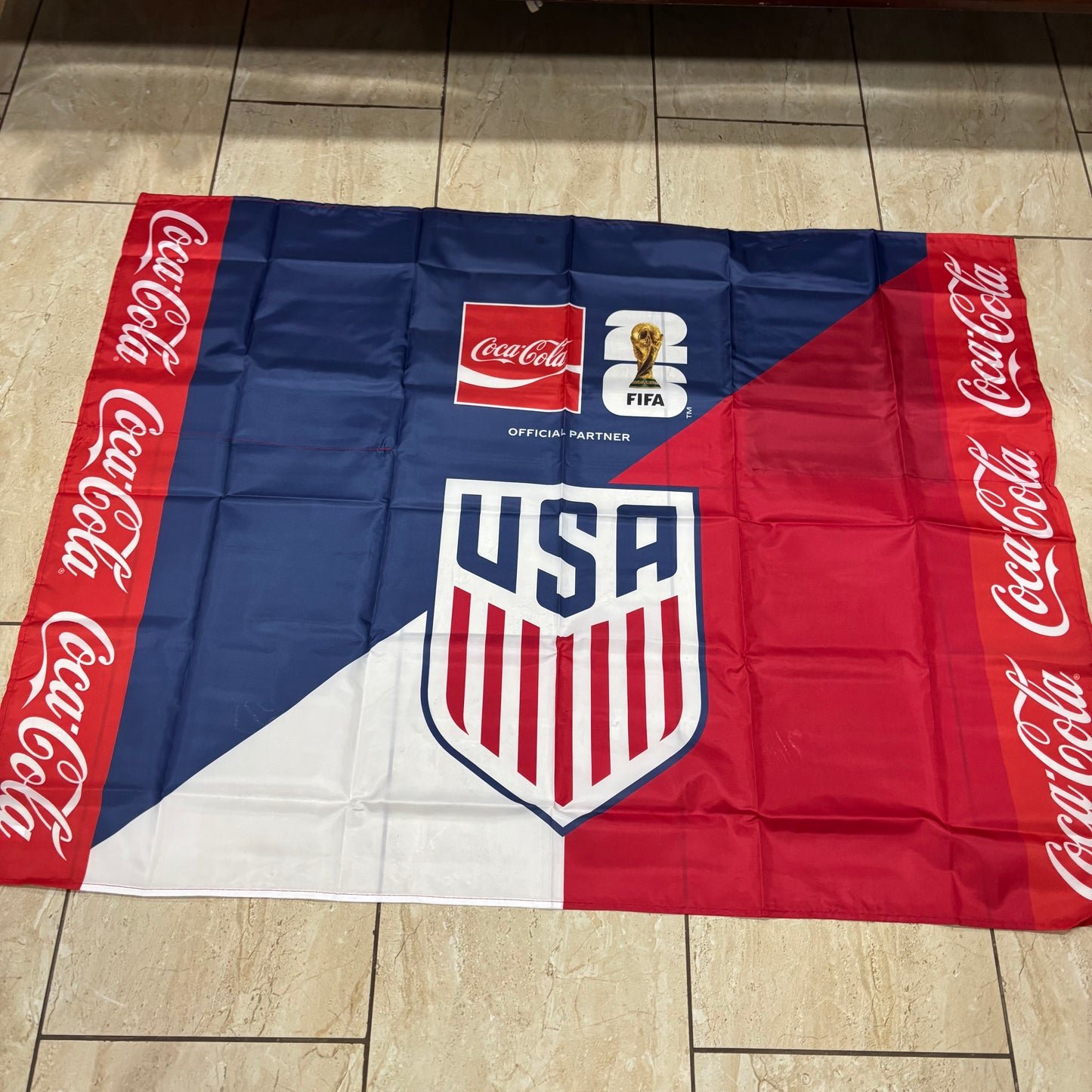 FIFA WORLD CUP 2026 USA COCACOLA FLAG 3ft x 4ft GENUINE LICENSES WESTERN HOME DECOR  #EH13732