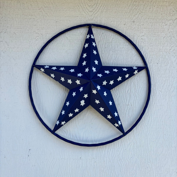 INK BLUE BARN LONE STAR WITH 50 STARS STATES PATRIOTIC TWISTED ROPE RING WESTERN HOME DECOR HANDMADE 24",36" #EH