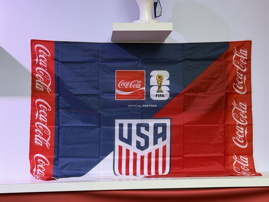 FIFA WORLD CUP 2026 USA COCACOLA FLAG 3ft x 4ft GENUINE LICENSES WESTERN HOME DECOR  #EH13732