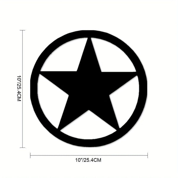 2D FLAT STAR BARN WITH RING PLAIN LASERCUT METAL RUSTIC BLACK STAR WALL ART WESTERN HOME DECOR HANDMADE #EH12824