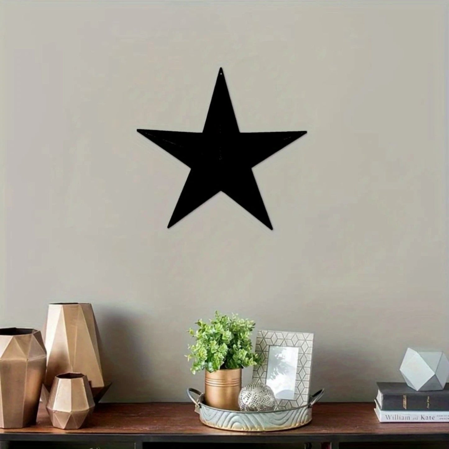 2D FLAT STAR BARN PLAIN LASERCUT METAL RUSTIC BLACK STAR WALL ART WESTERN HOME DECOR HANDMADE #EH12823