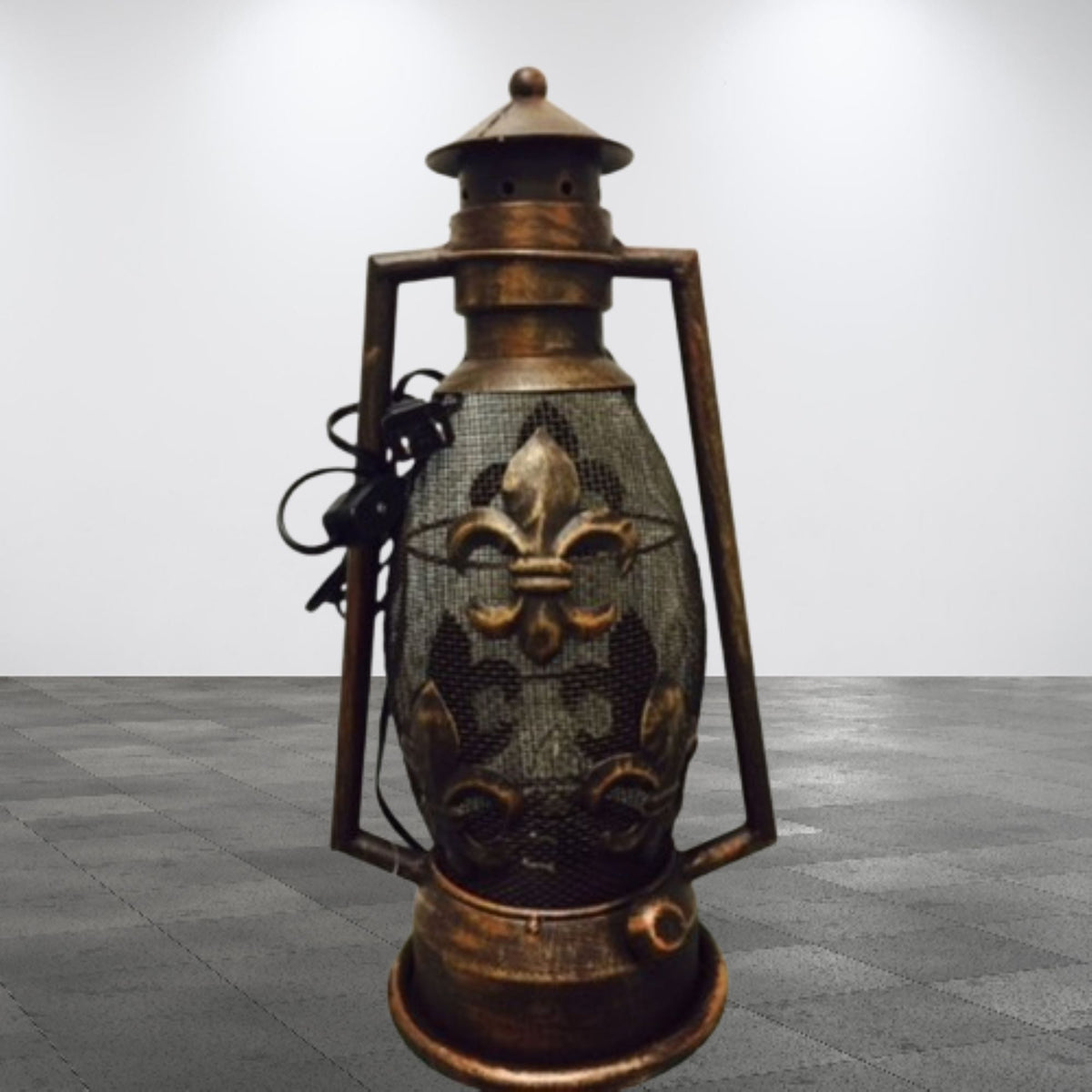 FLEUR DE LIS METAL ART ELECTRIC LANTERN LAMP WESTERN HOME WALL DECOR NEW #EH12731