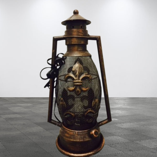 FLEUR DE LIS METAL ART ELECTRIC LANTERN LAMP WESTERN HOME WALL DECOR NEW #EH12731