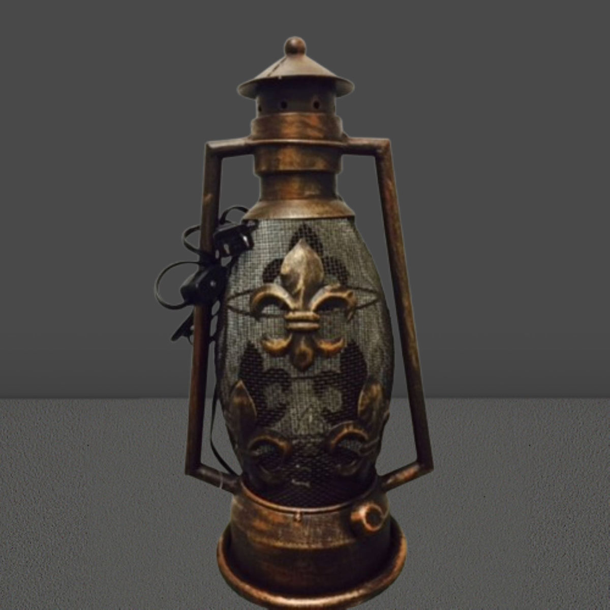 FLEUR DE LIS METAL ART ELECTRIC LANTERN LAMP WESTERN HOME WALL DECOR NEW #EH12731
