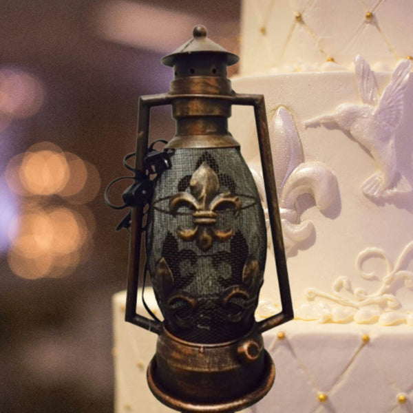 FLEUR DE LIS METAL ART ELECTRIC LANTERN LAMP WESTERN HOME WALL DECOR NEW #EH12731