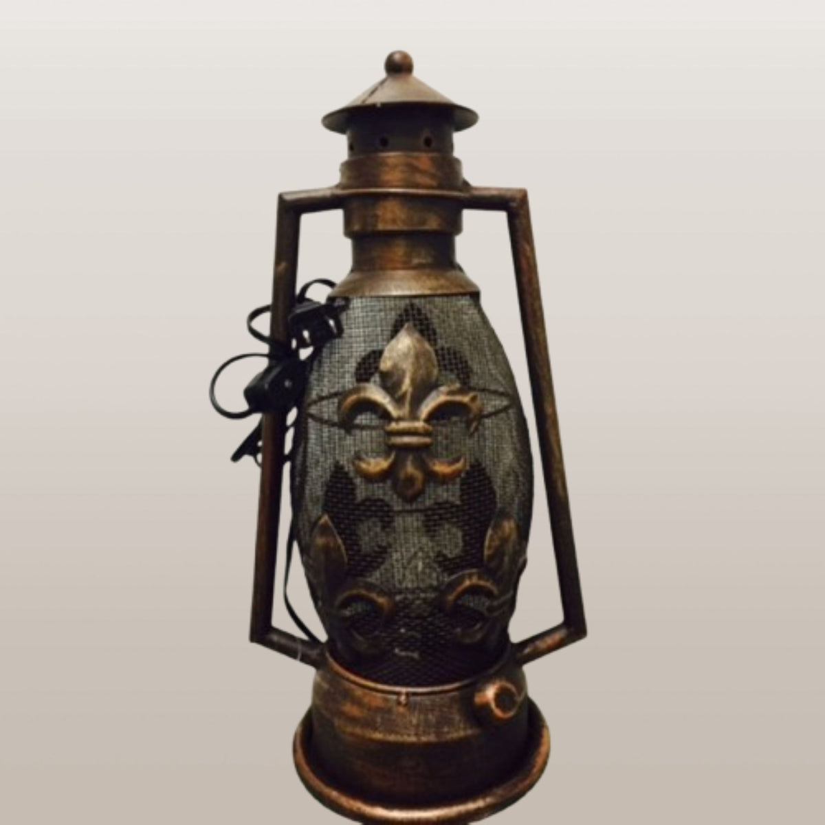 FLEUR DE LIS METAL ART ELECTRIC LANTERN LAMP WESTERN HOME WALL DECOR NEW #EH12731