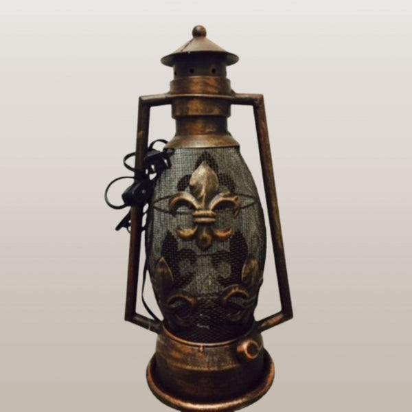 FLEUR DE LIS METAL ART ELECTRIC LANTERN LAMP WESTERN HOME WALL DECOR NEW #EH12731