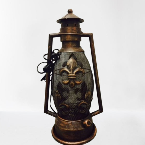 FLEUR DE LIS METAL ART ELECTRIC LANTERN LAMP WESTERN HOME WALL DECOR NEW #EH12731