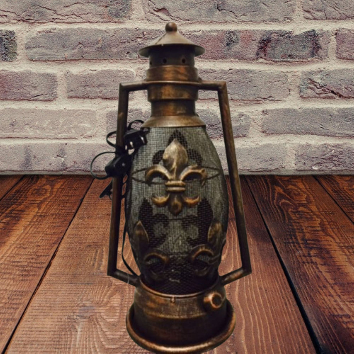 FLEUR DE LIS METAL ART ELECTRIC LANTERN LAMP WESTERN HOME WALL DECOR NEW #EH12731