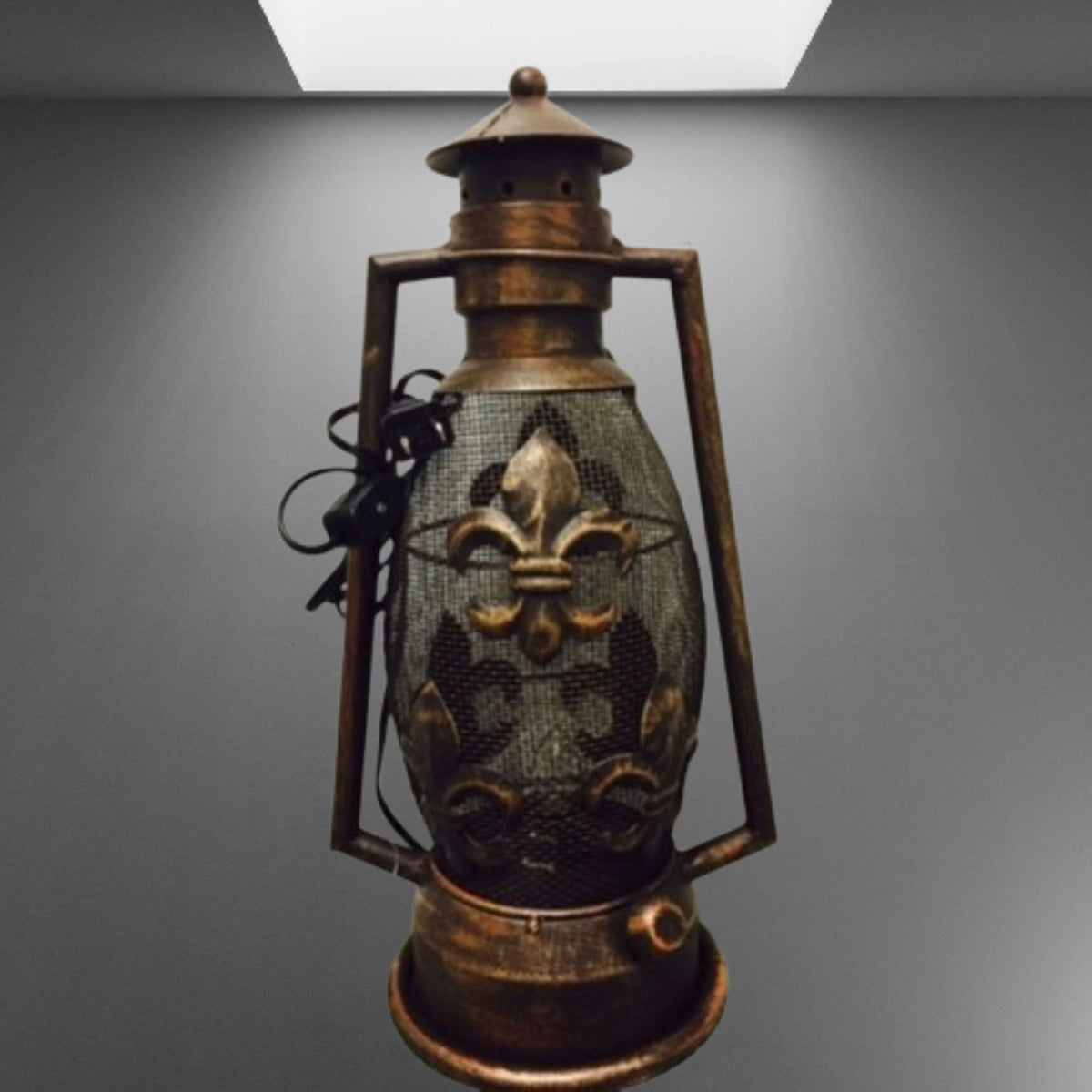 FLEUR DE LIS METAL ART ELECTRIC LANTERN LAMP WESTERN HOME WALL DECOR NEW #EH12731