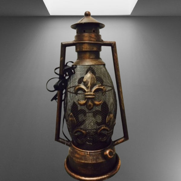 FLEUR DE LIS METAL ART ELECTRIC LANTERN LAMP WESTERN HOME WALL DECOR NEW #EH12731