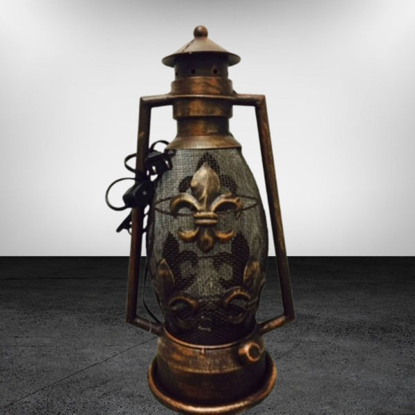 FLEUR DE LIS METAL ART ELECTRIC LANTERN LAMP WESTERN HOME WALL DECOR NEW #EH12731