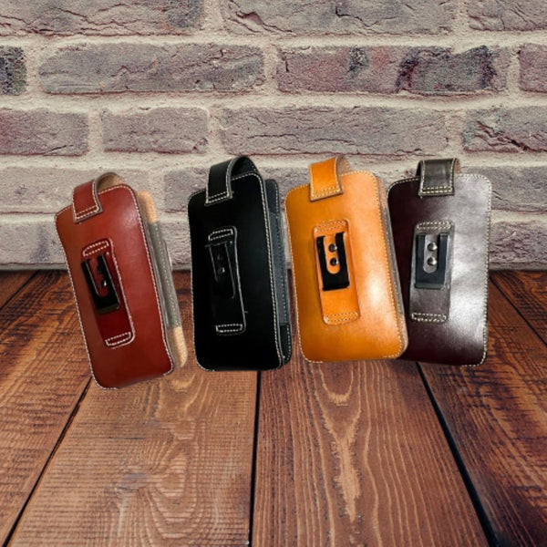 7" BASKETWEAVE & KNIFE LEATHER POUCH HOLDER XTRA LARGE  BELT LOOP CELL PHONE CASE UNIVERSAL OVERSIZE #EH12295 -- FREE SHIPPING