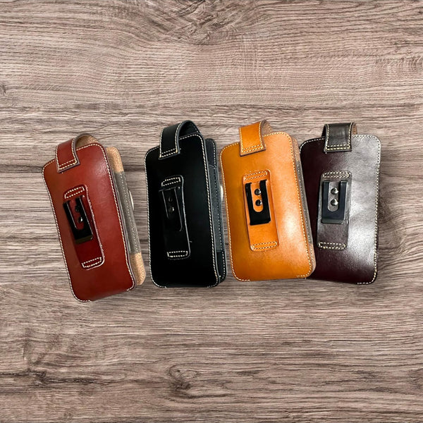 7" BASKETWEAVE & KNIFE LEATHER POUCH HOLDER XTRA LARGE  BELT LOOP CELL PHONE CASE UNIVERSAL OVERSIZE #EH12295 -- FREE SHIPPING