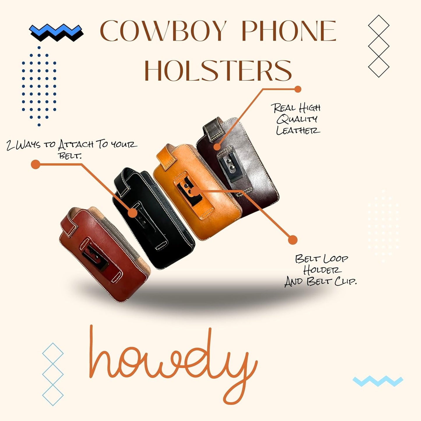 7" COWBOY PRAYER & KNIFE LEATHER POUCH HOLDER XTRA LARGE  BELT LOOP CELL PHONE CASE UNIVERSAL OVERSIZE #EH12300 -- FREE SHIPPING