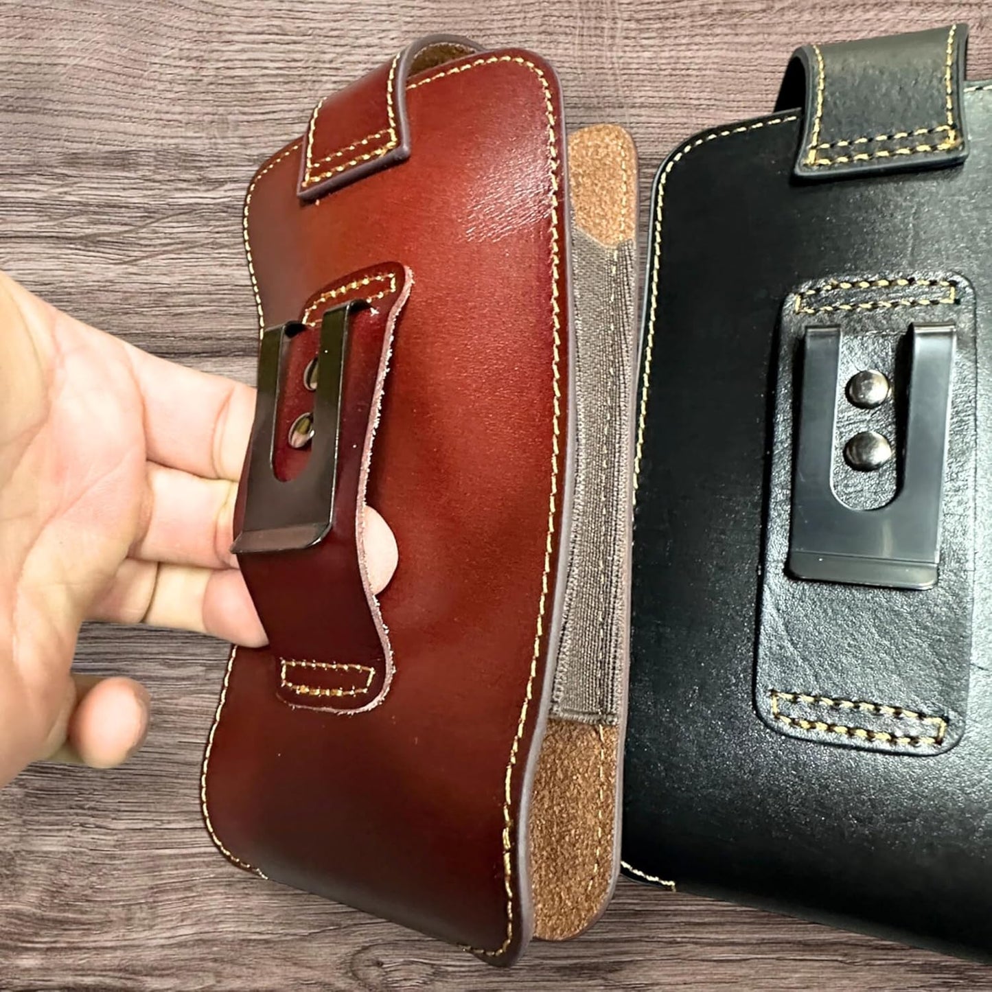 7" COWBOY PRAYER & KNIFE LEATHER POUCH HOLDER XTRA LARGE  BELT LOOP CELL PHONE CASE UNIVERSAL OVERSIZE #EH12300 -- FREE SHIPPING