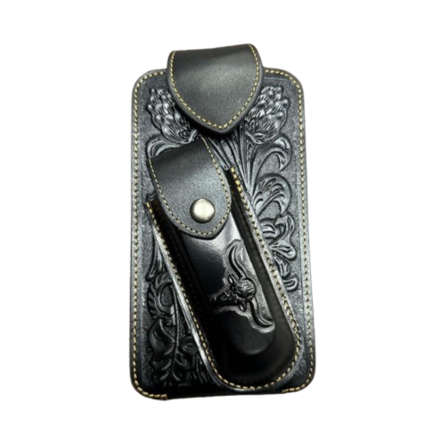 7" LONGHORNS & KNIFE LEATHER HOLSTER POUCH HOLDER XTRA LARGE  BELT LOOP CELL PHONE CASE UNIVERSAL OVERSIZE #EH12303 -- FREE SHIPPING