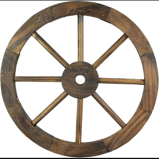16" WAGON WHEEL DARK NATURAL STAIN WESTERN HOME DECOR HANDMADE