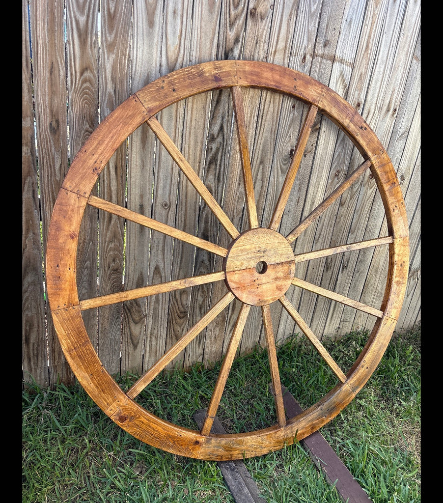 72" - 6 FOOT WAGON WHEEL DARK NATURAL STAIN WESTERN HOME DECOR HANDMADE