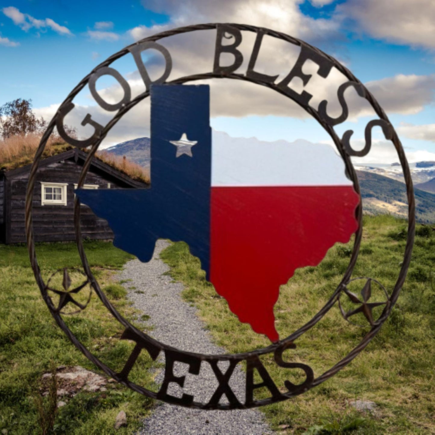 24" GOD BLESS TEXAS MAP METAL SIGN WESTERN HOME DECOR HANDMADE #EH13241