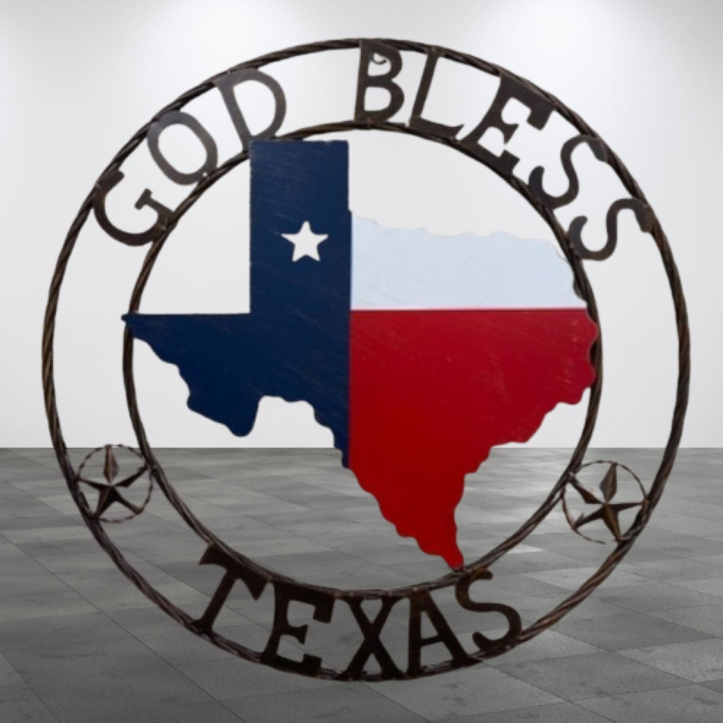 24" GOD BLESS TEXAS MAP METAL SIGN WESTERN HOME DECOR HANDMADE #EH13241